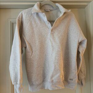 Aritzia TNA Sweatfleece Cozy Fleece Boyfriend Henley Polo Sweatshirt